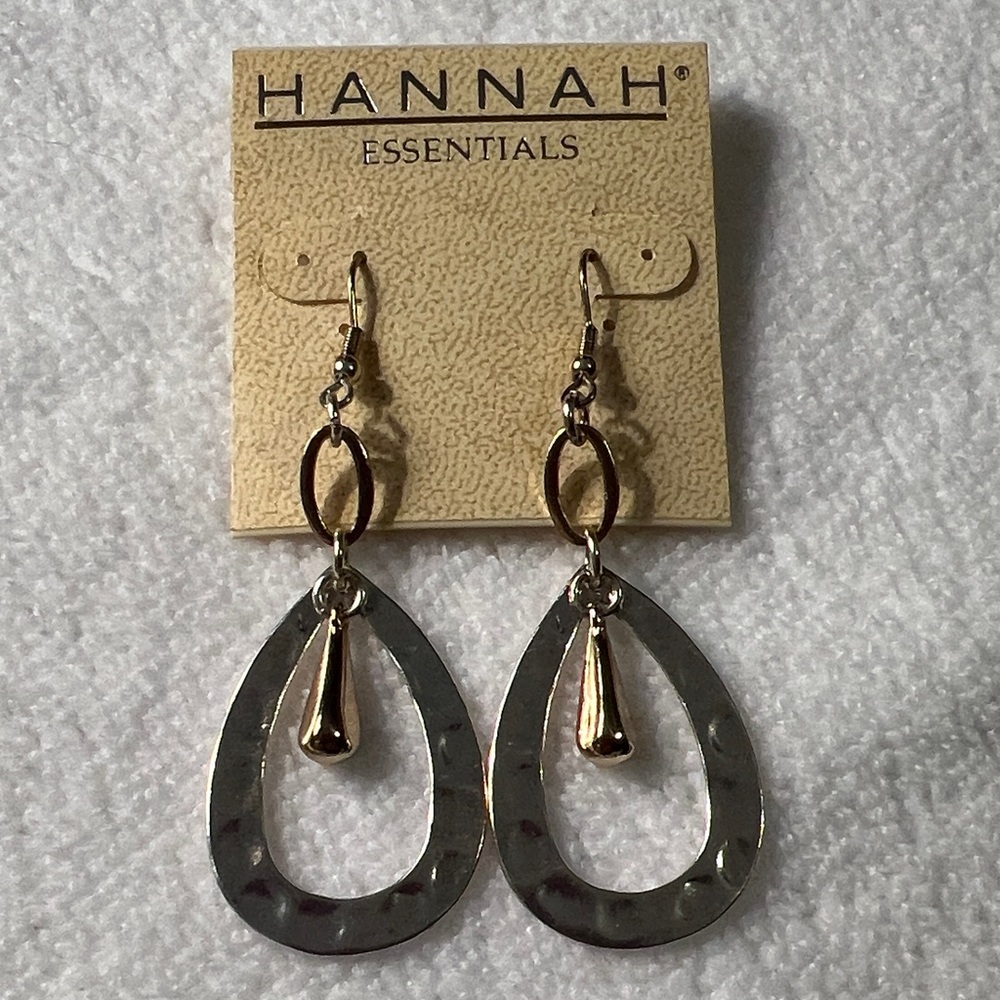 3/$18 Hannah Essentials Silver and Gold Teardrop Earrings Lot 227